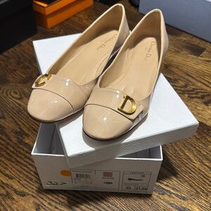 Dior Beige Patent Leather Flats